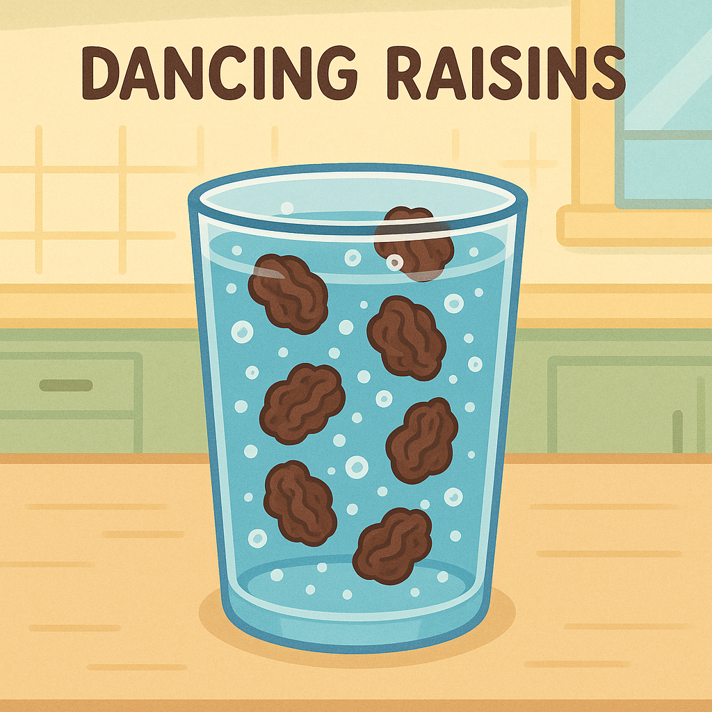 Final result: raisins dancing in club soda